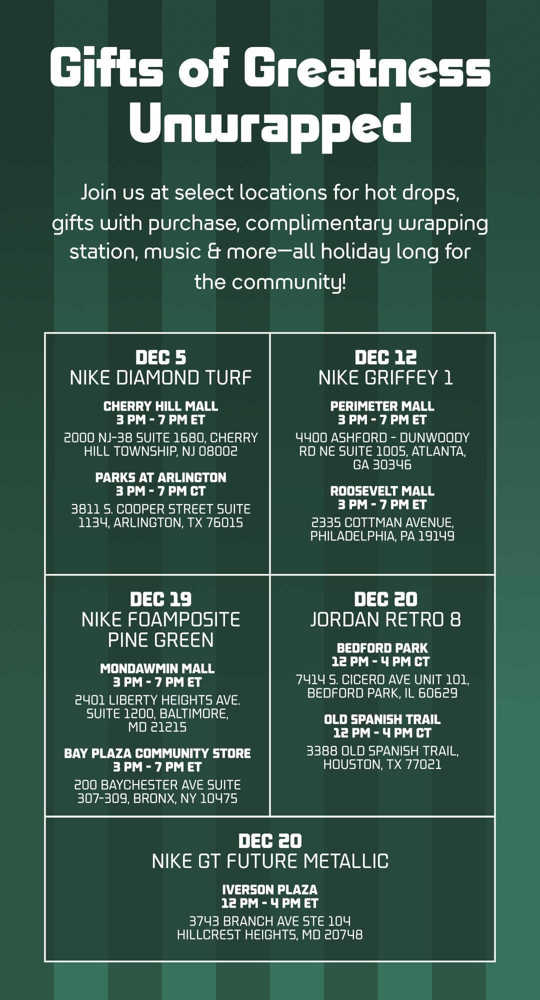 Gifts of Greatness Release Calendar