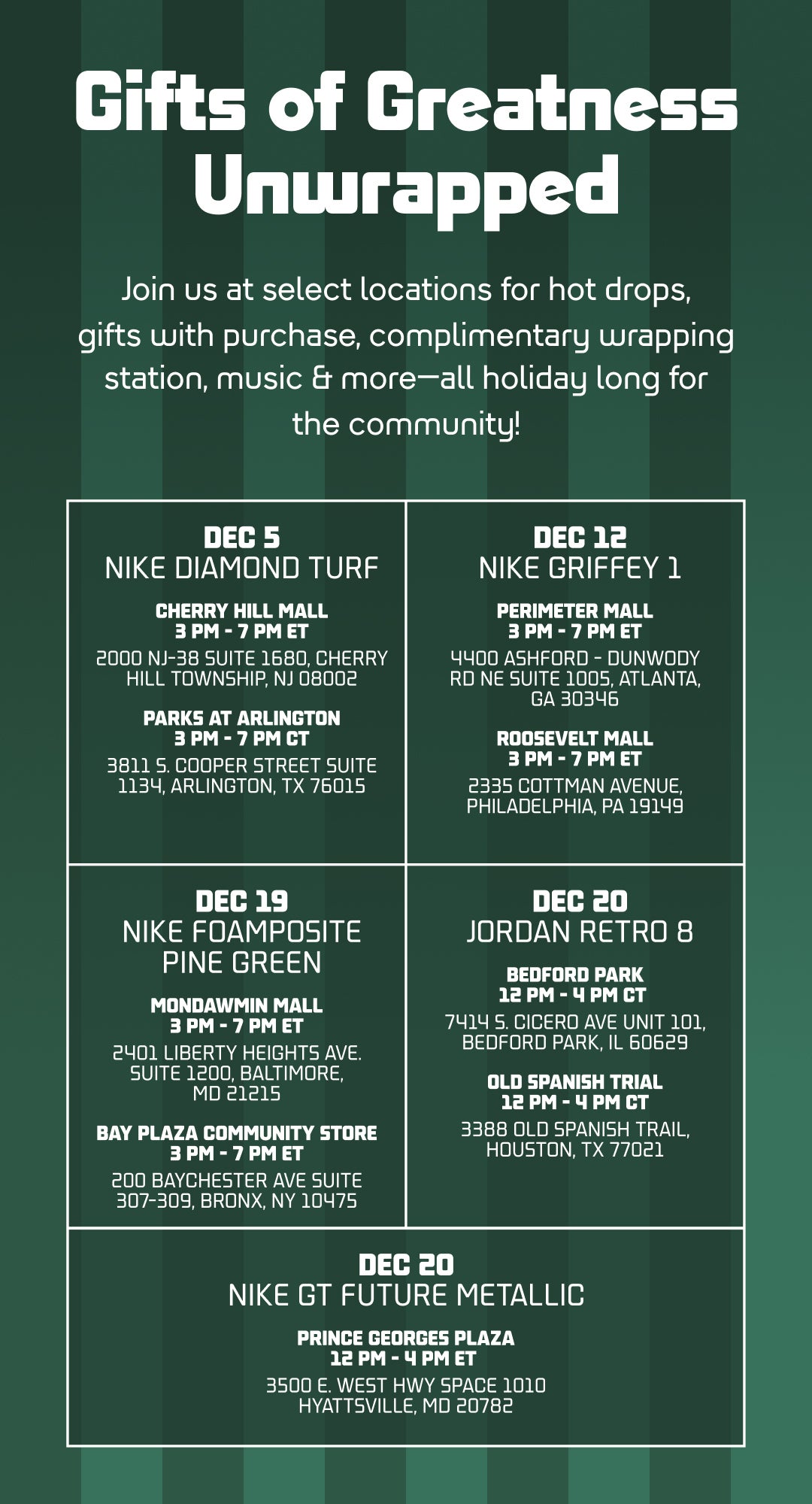 Gifts of Greatness Release Calendar