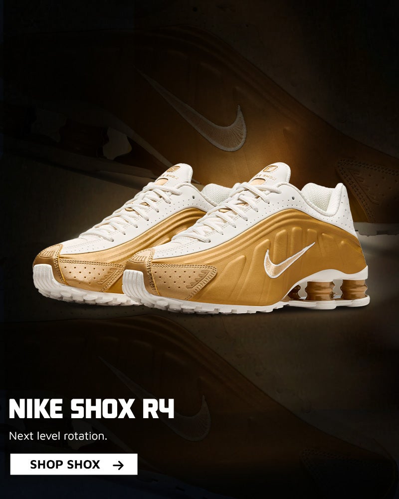 Nike Shox R4 Gold. Shop Now