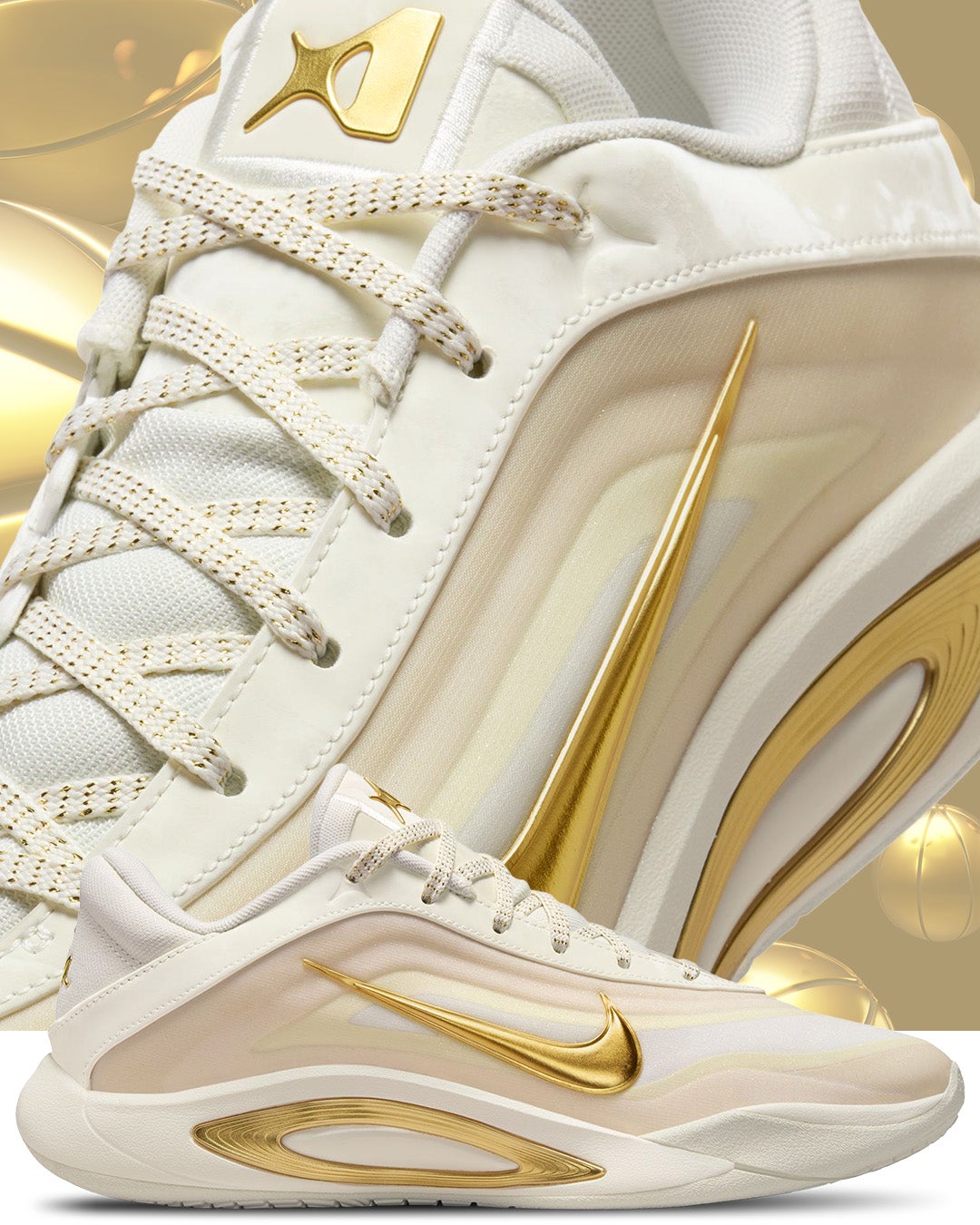 Nike A'One in Gold & White. Shop Nike Basketball.
