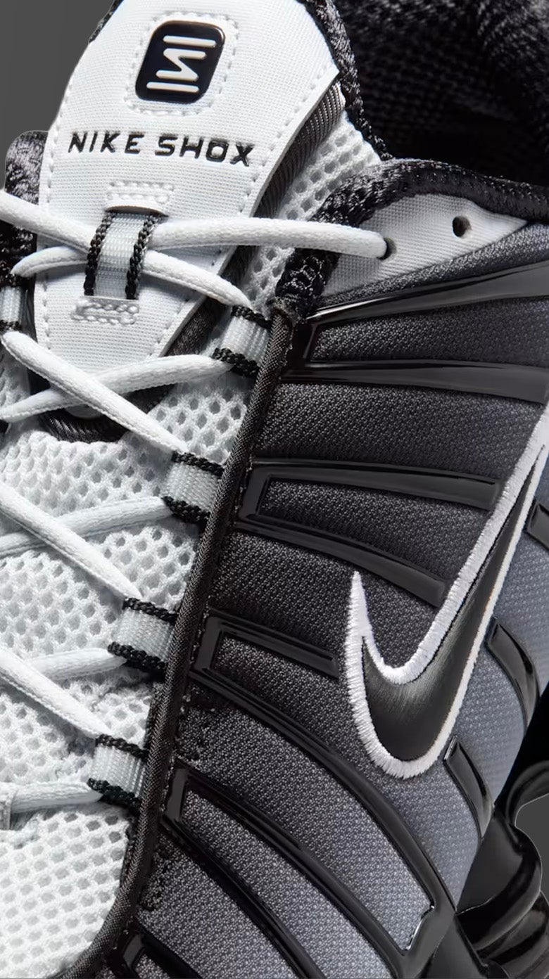 PLATINUM ENERGY Nike Shox TL ‘Pure Platinum’ brings metallic shine and bold Y2K street style.  SHOP SHOX