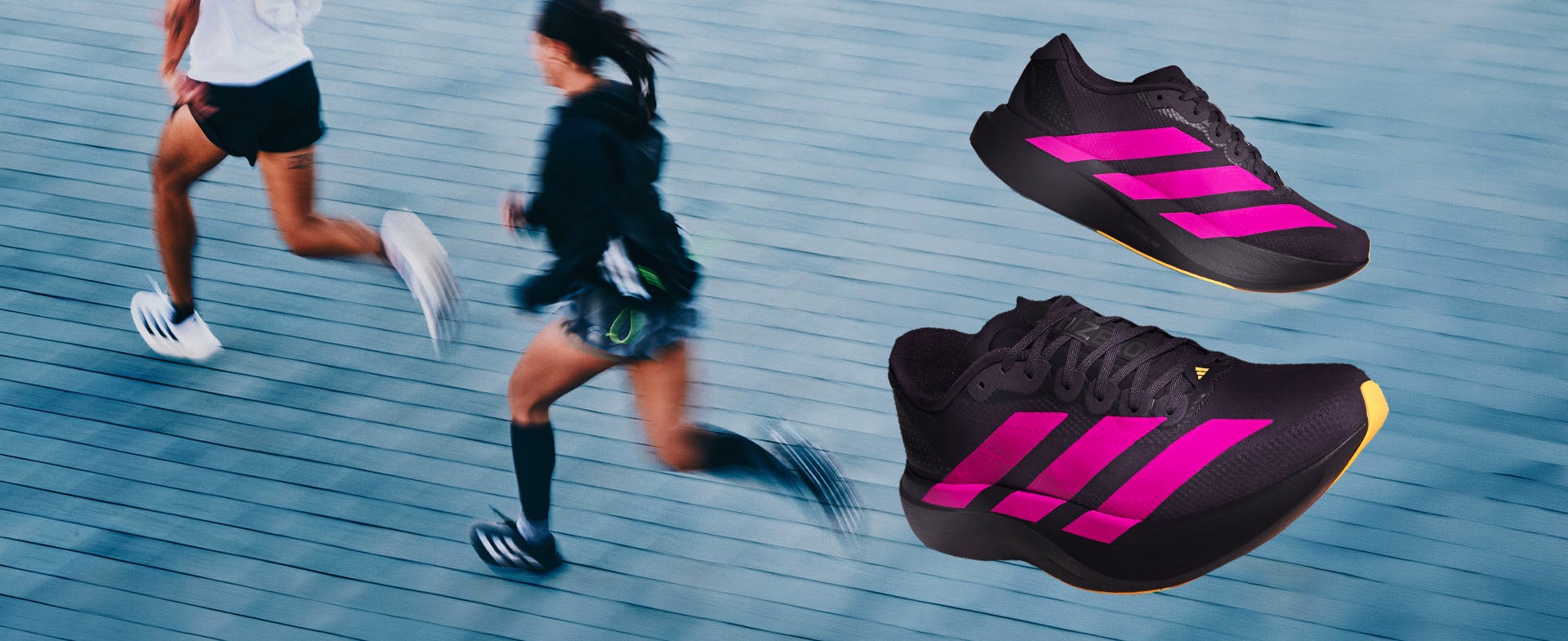 SPEED WITH STYLE. Responsive Adizero tech meets cool pink stripes on a sleek black base. SHOP NOW