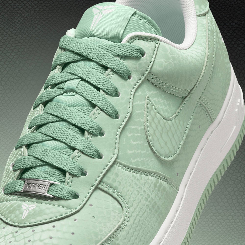 KOBE AIR FORCE 1. A timeless Air Force 1 updated with Kobe-inspired details and a crisp green & white look. SHOP THE STYLE