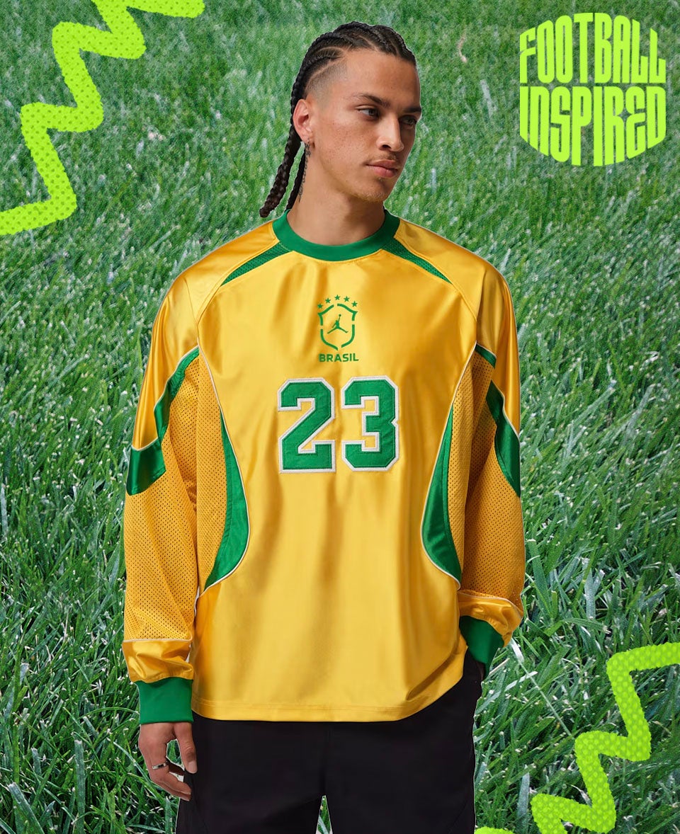BUILT FOR THE CUP. A Jordan goalie top made for football’s biggest stage. Bold look. Big‑game energy. SHOP THE STYLE