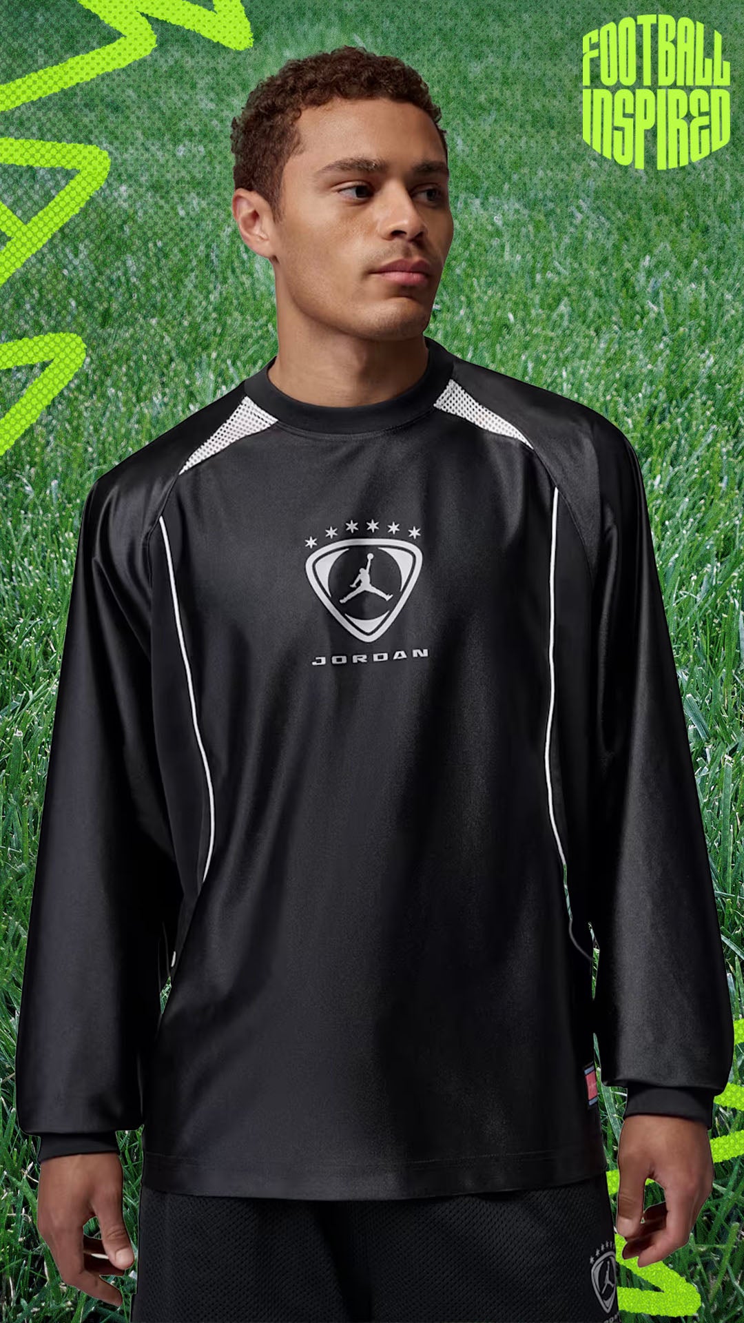 GOALIE MODE: ON World Cup–inspired Jordan long sleeve made to stand out daily. SHOP THE STYLE