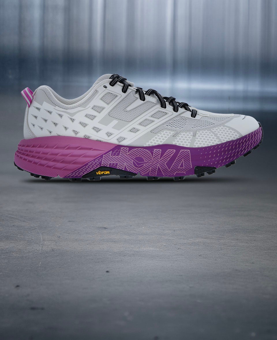 HOKA SPEEDGOAT The Speedgoat is made to handle dirt, rocks & everything between. SHOP THE STYLE