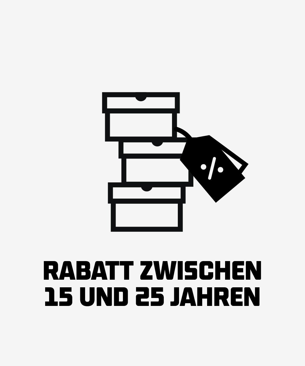 RABATT ZWISCHEN 15 UND 25 JAHREN