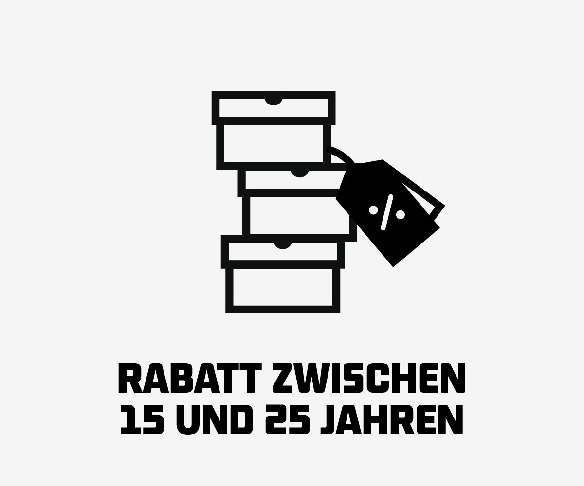 RABATT ZWISCHEN 15 UND 25 JAHREN