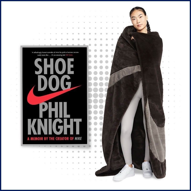 Cuddle up on the couch with this Nike Faux fur blanket + The iconic Shoe Dog Book | 500 XPoints