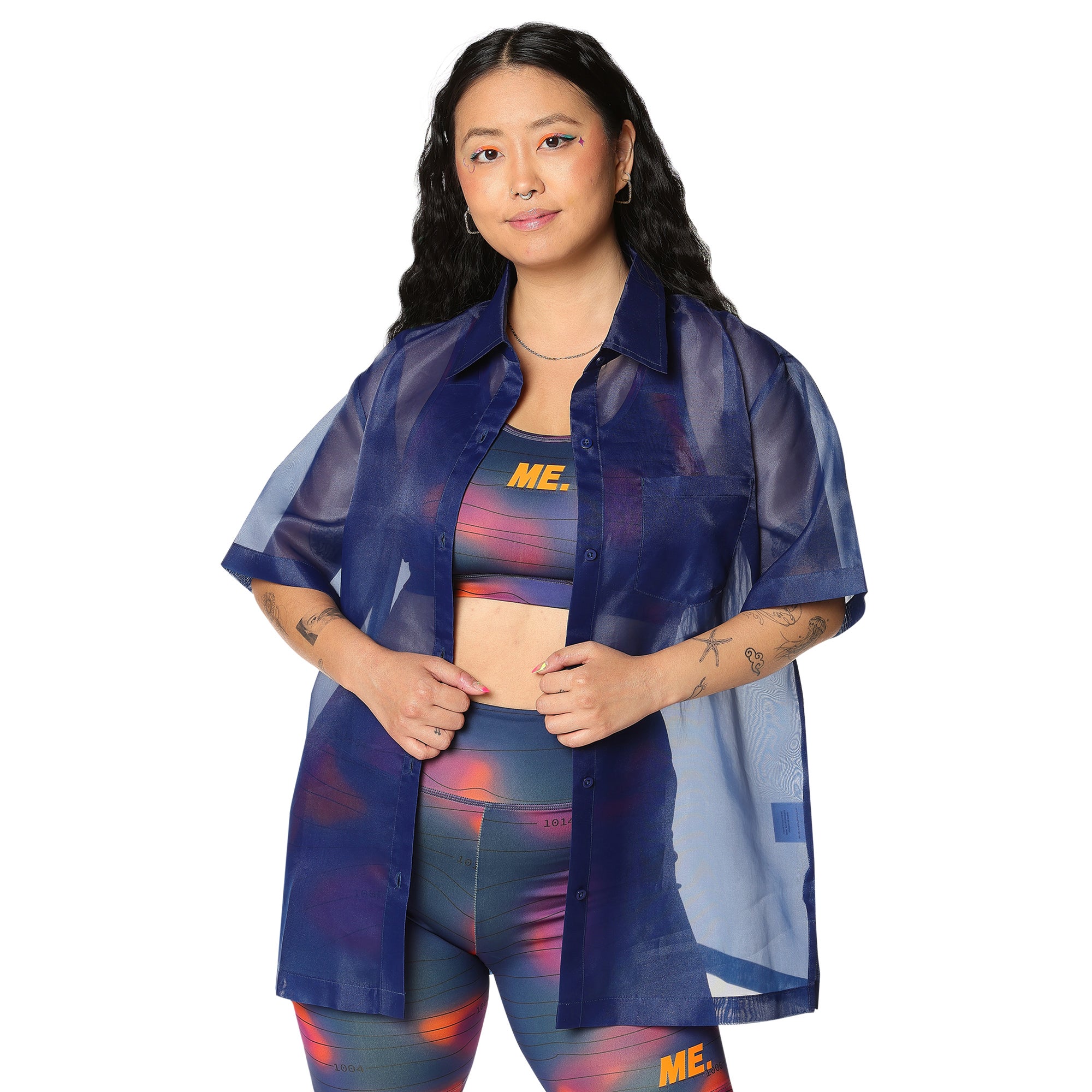 Melody Ehsani Organza Short Sleeve Top