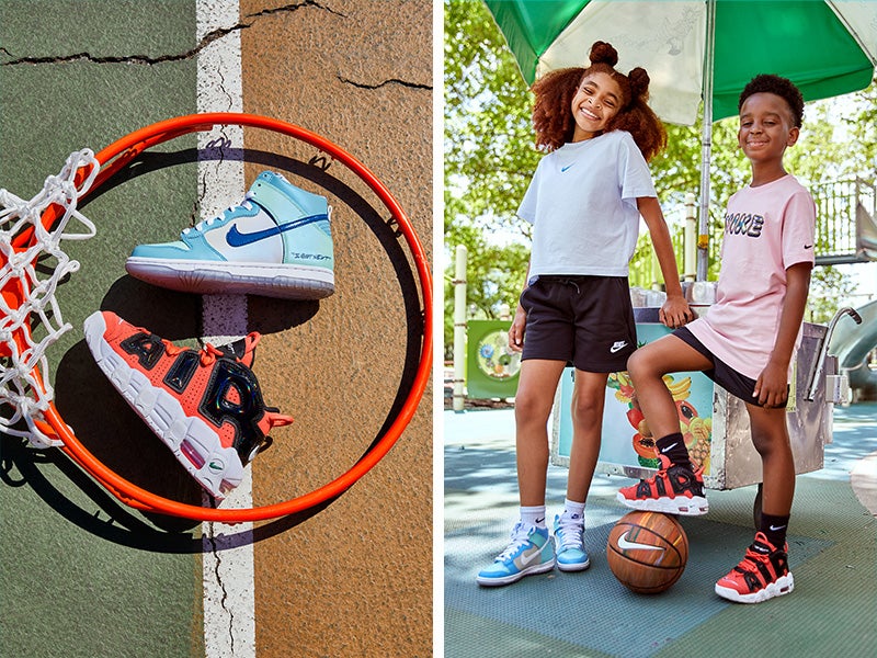Grab a piece of this blazing kids' collection, like the Dunk High, Air More Uptempo or a new tee.