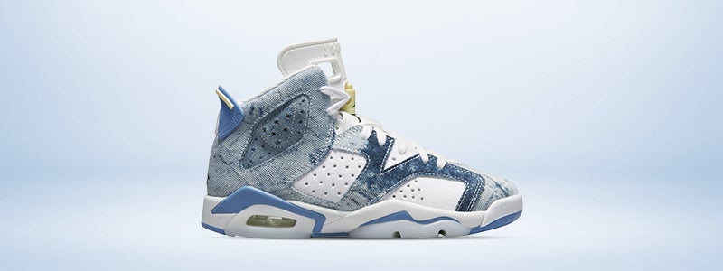 This kids-exclusive colorway - the Retro 6 'Washed Denim' - is as fresh as can be.