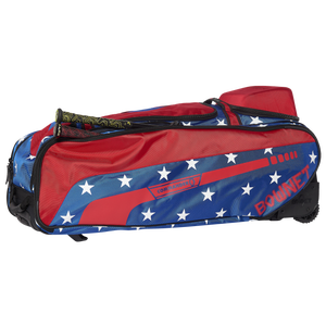 red white and blue baseball bag