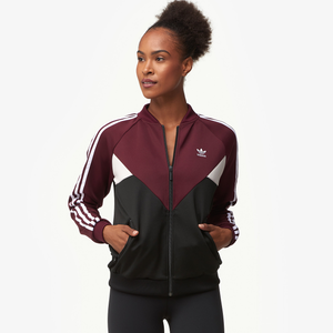 maroon adidas track jacket women's