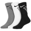 Nike 3 Pack Crew Socks - Boys' Preschool Grey/White/Black