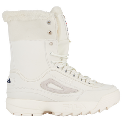 Women's - Fila Disruptor Shearling Boots - White/White