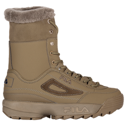 Women's - Fila Disruptor Shearling Boots - Olive