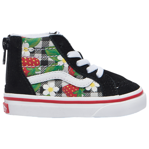 

Girls Vans Vans SK8 Hi Zip - Girls' Toddler Skate Shoe Black/White/Red Size 04.0