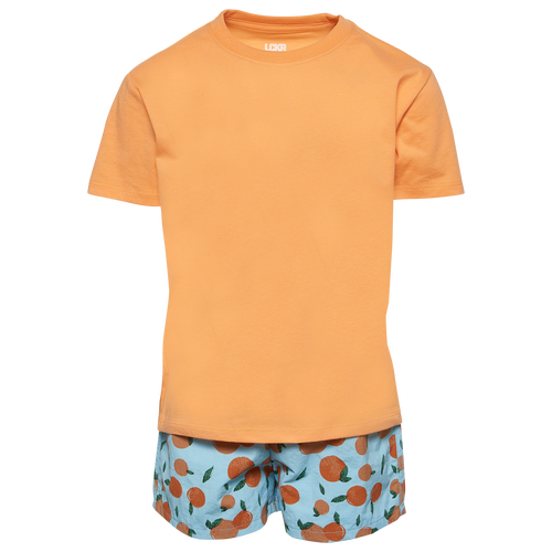 Lckr Kids' Boys  T-shirt And Shorts Set In Marie Peach/ether Orange