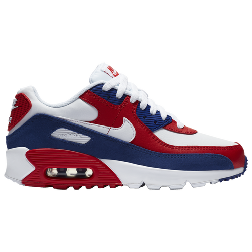 Nike Air Max 90 - Boys' Grade School Running Shoes - White / Deep Royal / University Red - DA9022-100
