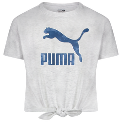Girls' Grade School - PUMA Tie Bottom T-Shirt - White/Pink