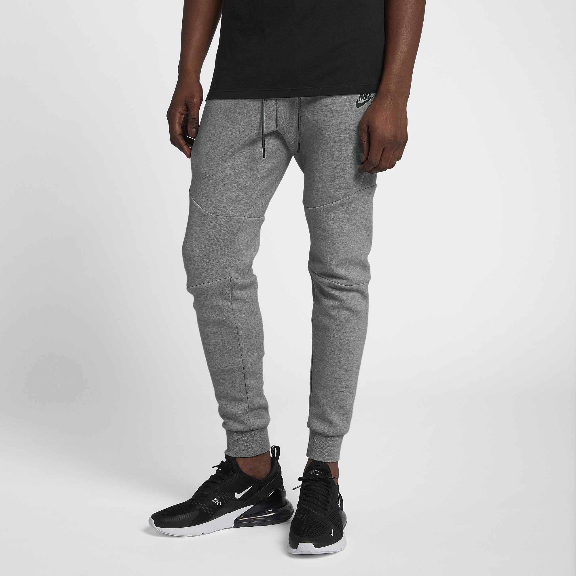 mens nike tech joggers black