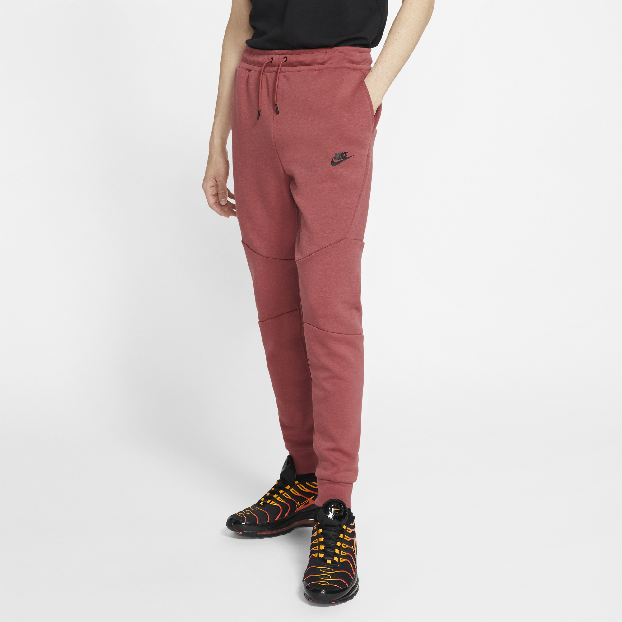 red nike tech fleece joggers