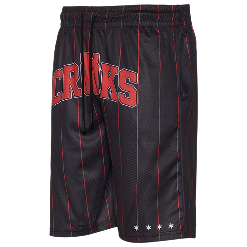 

Crooks & Castles Mens Crooks & Castles Pinstripe Mesh Shorts - Mens Black/Red Size M