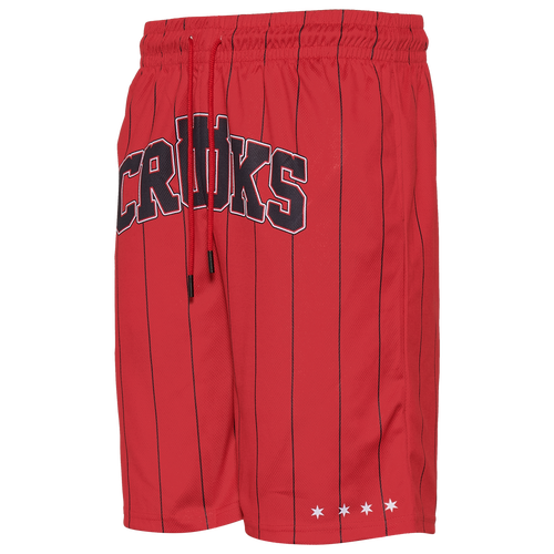 

Crooks & Castles Mens Crooks & Castles Pinstripe Mesh Shorts - Mens Black/Red Size L