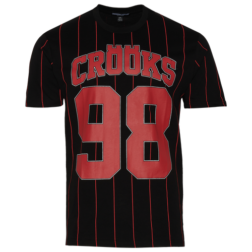 

Crooks & Castles Mens Crooks & Castles 98 Pinstripe Short Sleeve T-Shirt - Mens Black/Red Size M
