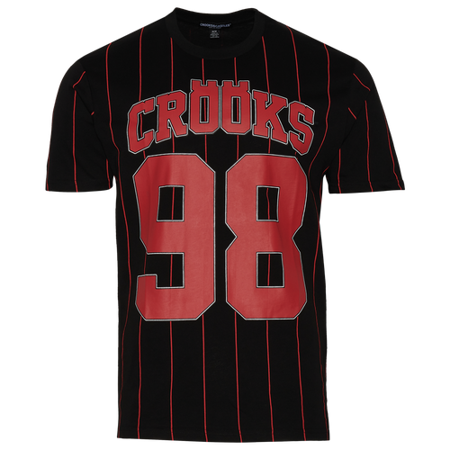 

Crooks & Castles Mens Crooks & Castles 98 Pinstripe Short Sleeve T-Shirt - Mens Black/Red Size S