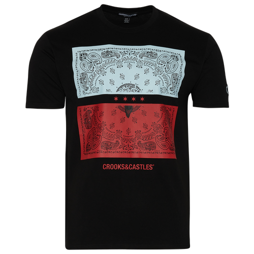 

Crooks & Castles Mens Crooks & Castles Paisley Bandana Short Sleeve T-Shirt - Mens Black/Red Size XL