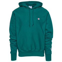 Men's - Champion Reverse Weave Left Chest C Pullover Hoodie - Green/Green