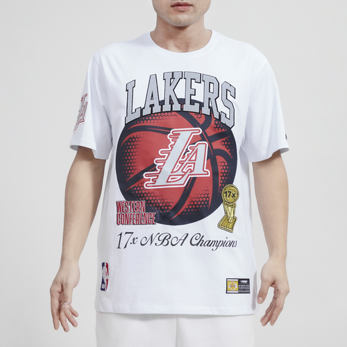 

Pro Standard Mens Pro Standard Lakers Crackle T-Shirt - Mens White/White Size L