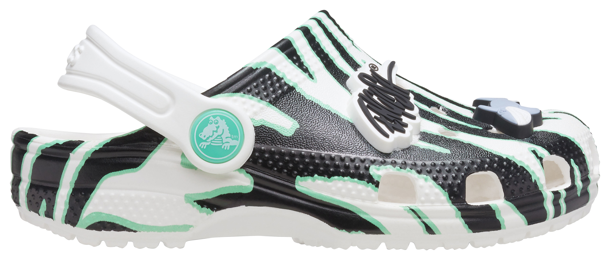 white crocs with cheetah