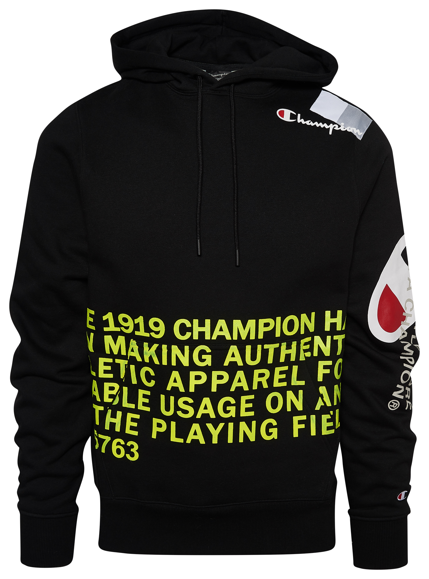 champion hoodie with gold lettering