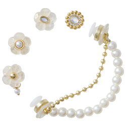 Youth - Crocs Jibbitz Gold and Floral 5 Pack - White/Gold