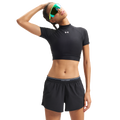Under Armour HeatGear Crop Mock SS - Under Armour Black/White