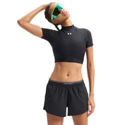 Women's - Under Armour HeatGear Crop Mock SS - White/Black