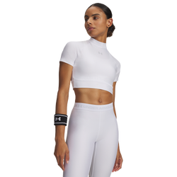 Women's - Under Armour HeatGear Crop Mock SS - White/Gray