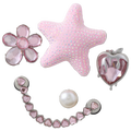 Crocs Jibbitz Pink and Pearl 5 Pack - Crocs Pink/White