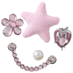 Youth - Crocs Jibbitz Pink and Pearl 5 Pack - Pink/White