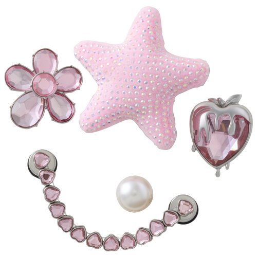  - Crocs Jibbitz Pink and Pearl 5 Pack - Pink/White