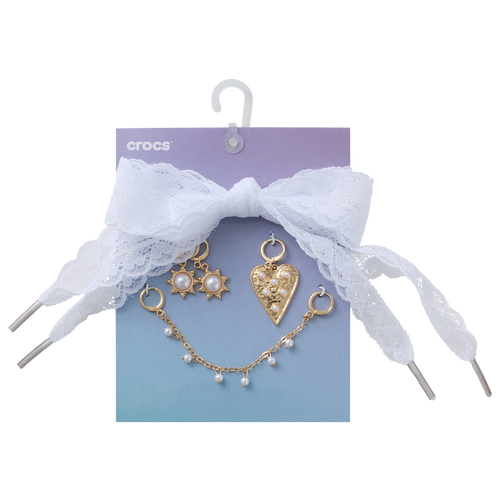 Crocs Youth   Laces & Pearl Chain Charm Kit In White