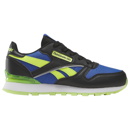 

Boys Preschool Reebok Reebok Classic Leather Step N Flash - Boys' Preschool Running Shoe Vector Blue/Core Black/Laser Lime Size 02.5