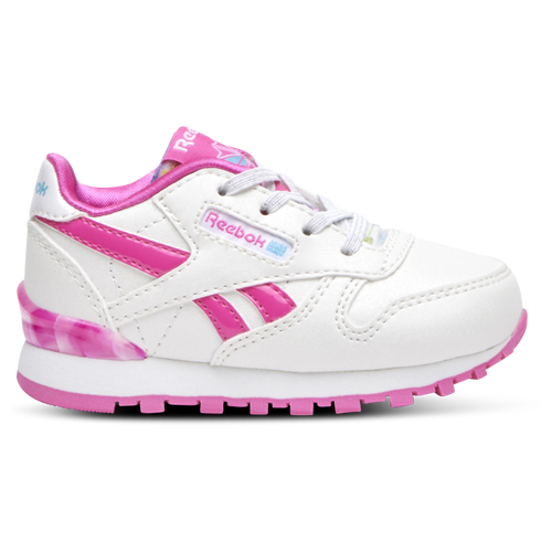 

Reebok Girls Reebok Classic Leather Step N Flash - Girls' Toddler Shoes White/Pink Size 07.0