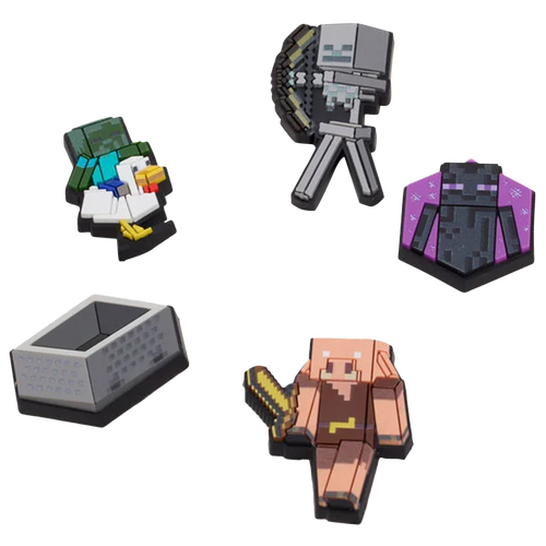 Crocs Youth   Minecraft 5 Pack Jibbitz In Grey/grey