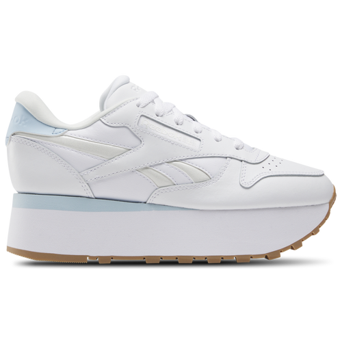 

Reebok Womens Reebok Classic Leather Triple Lift - Womens Running Shoes White/White/Soft Blue Size 09.0