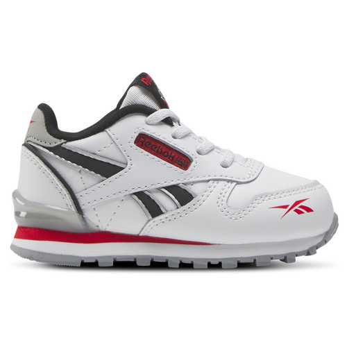 

Reebok Boys Reebok Classic Leather Step N Flash - Boys' Toddler Running Shoes White/Black/Red Size 8.0