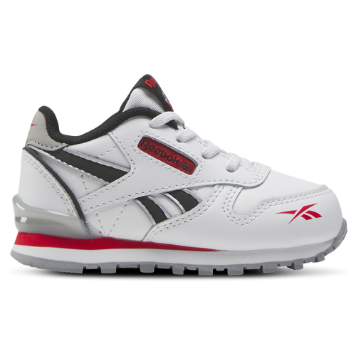 

Boys Reebok Reebok Classic Leather Step N Flash - Boys' Toddler Running Shoe White/Black/Red Size 05.0